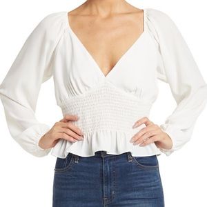 Wayf Smocked Waist Raglan Top